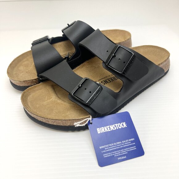 Sz 41 / W10 M8- NWT Birkenstock Arizona PROF Regular Fit Birko-Flor Sandal Black - Picture 3 of 15